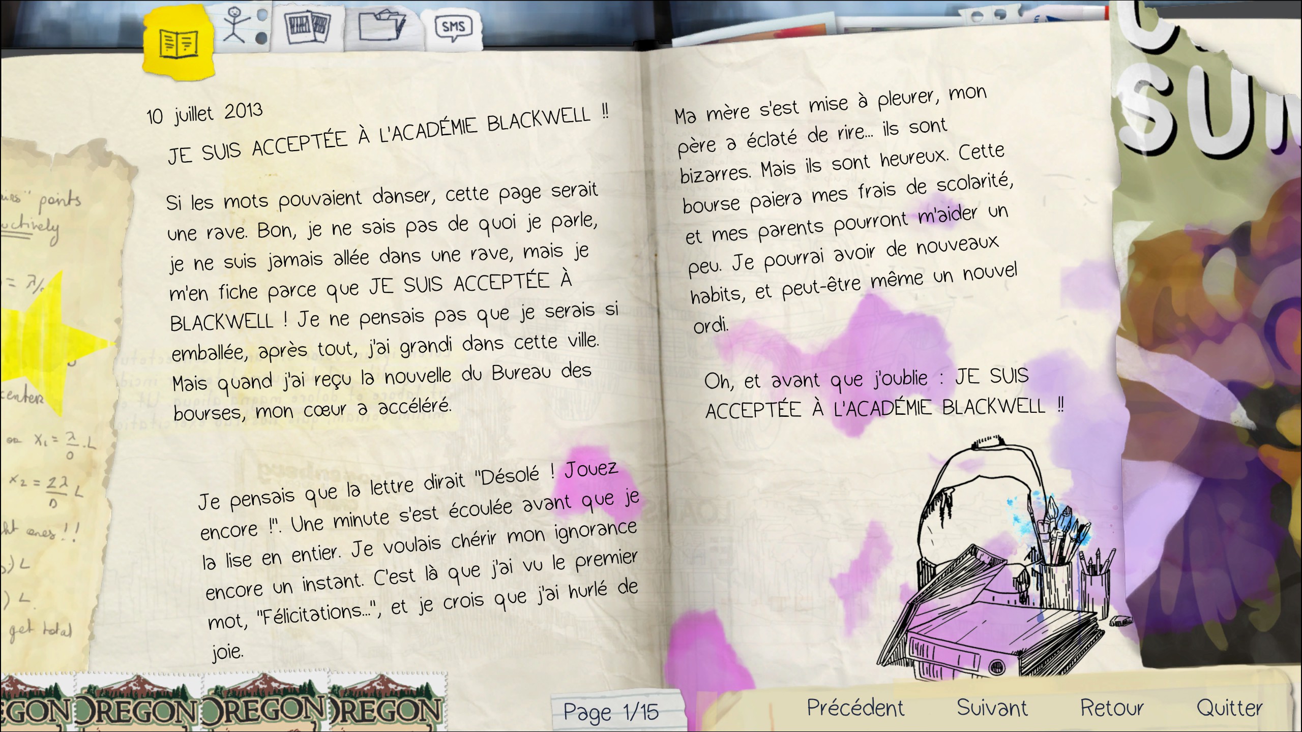 Image of the journal menu