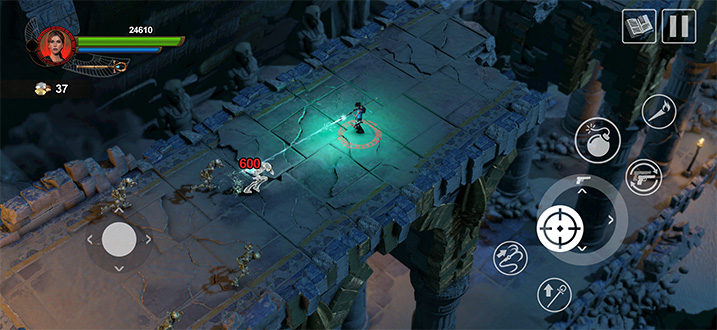 <strong>FIRST LEVEL FREE</strong> Begin Lara’s ancient Egyptian adventure for free, then unlock the full game and all DLC via a single in-app purchase.