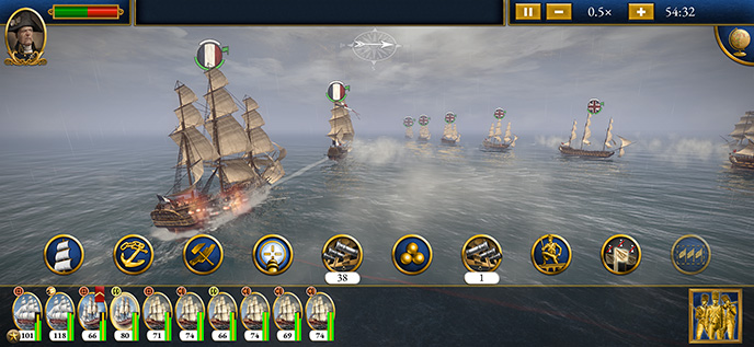 <strong>DOMINA EL CAMPO DE BATALLA</strong> Dirige a miles de soldados en colosales enfrentamientos en 3D por tierra y mar, en tus propias campañas o en batallas históricas. Planifica la victoria de Napoleón sobre Austria y Rusia en Austerlitz, reescribe las derrotas de su armada en el Nilo y Trafalgar, y lucha como Gran Bretaña o Francia en el enfrentamiento final en Waterloo.