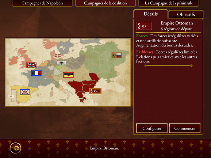 <strong>QUATRE FACTIONS SUPPLÉMENTAIRES</strong> En exclusivité sur mobile, les joueurs chevronnés en quête de nouveaux défis peuvent désormais incarner l'Espagne, le Portugal, le Danemark ou l'Empire ottoman dans la campagne de coalition.