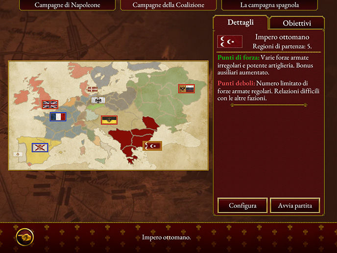 <strong>QUATTRO FAZIONI AGGIUNTIVE</strong> In esclusiva su smartphone e tablet, i condottieri più navigati a caccia di nuove sfide potranno ora giocare alla guida di Spagna, Portogallo, Danimarca o Impero Ottomano nella Campagna della Coalizione.