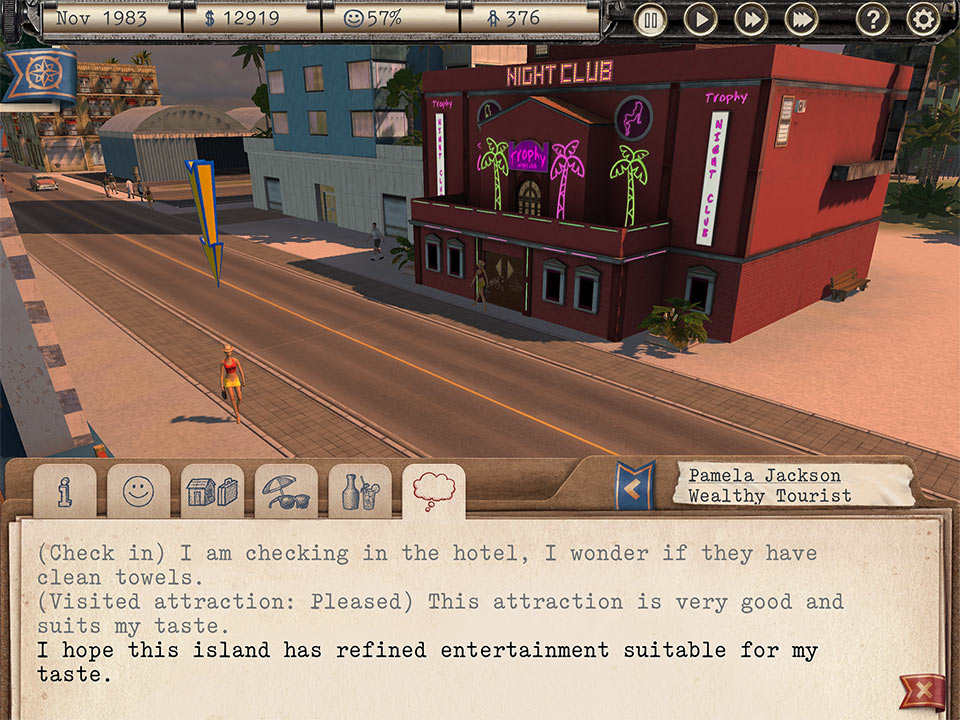 A wealthy tourist reflects on Tropico’s brilliant nightlife.