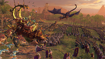 Boas-vindas ao<br>Novo Mundo<span>O segundo jogo de uma trilogia e sequência do jogo bastante premiado da Creative Assembly, Total War: WARHAMMER, WARHAMMER II oferece uma nova campanha narrativa de tirar o fôlego que ocorre pelos continentes magníficos de Lustria, Ulthuan, Naggaroth e Terras do Sul.</span>